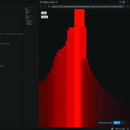 For another sound synthesis template I added a pause button once again and began to change around the parameters.
