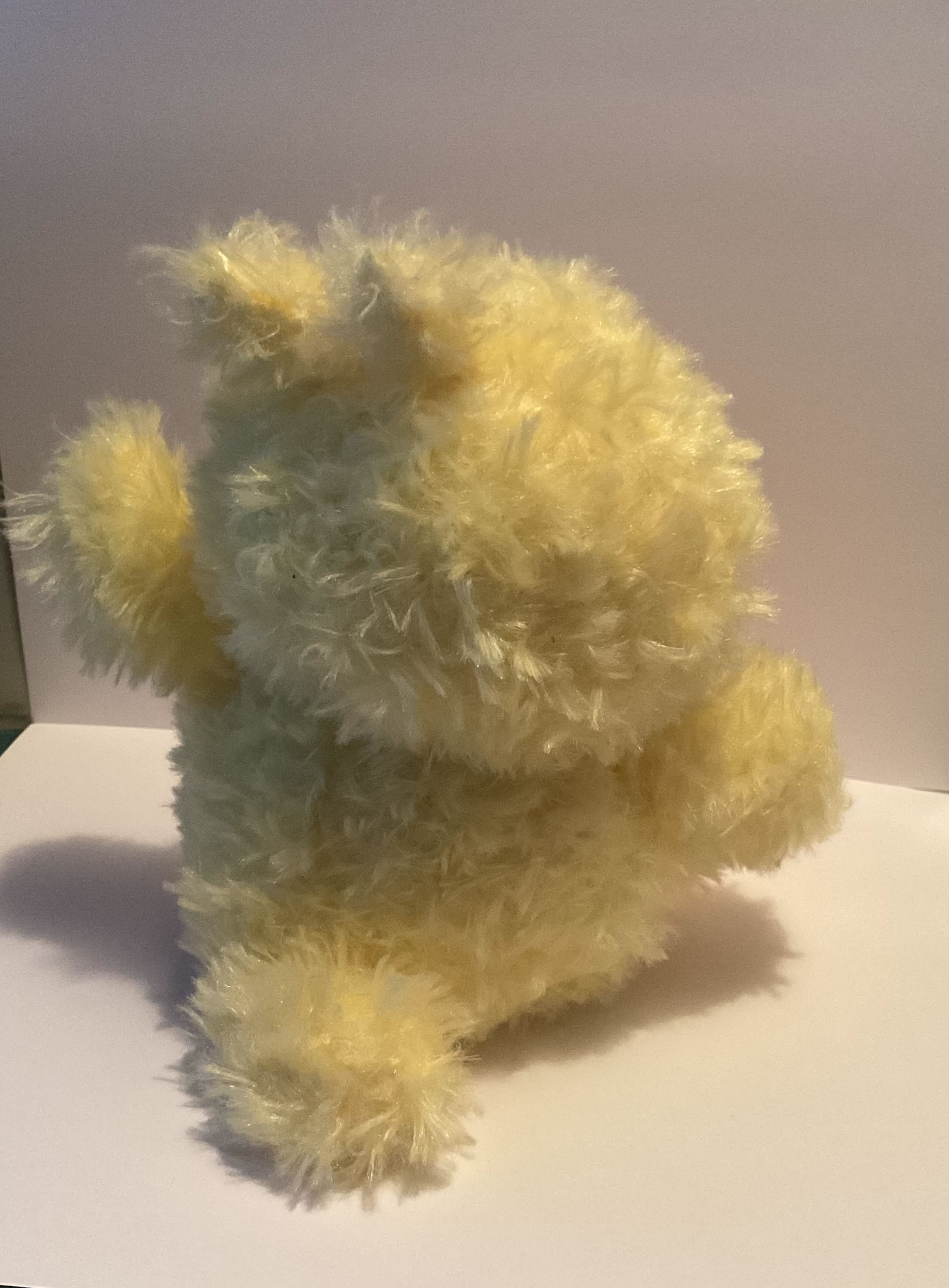 Back facing chicken plushie.