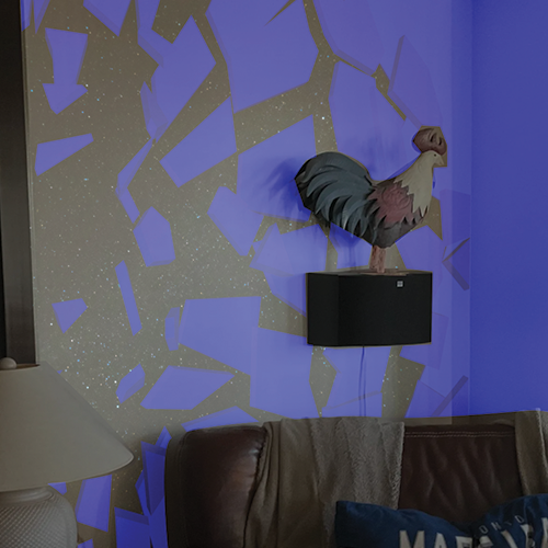 Finished projection mapping. I wanted the shards to be textured like the image but couldn't find a way to do it and it was too advanced for this introduction.