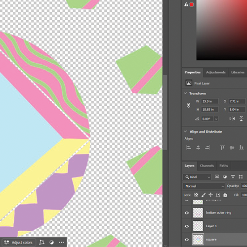 To separate everything into layers I had to go back into photoshop and cut each one out.